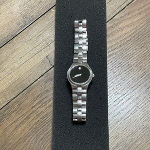 Movado Silver Women's Watch with Black Dial